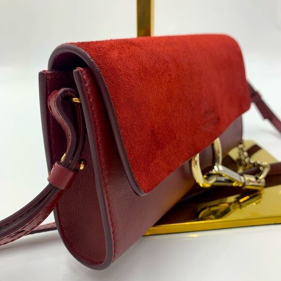 Auth Chloe Mini Faye Crossbody Ex++ Burgundy Suede Leather - Picture 6 of 13